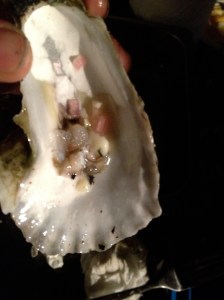 All that remains is a little  leftover mignonette sauce.